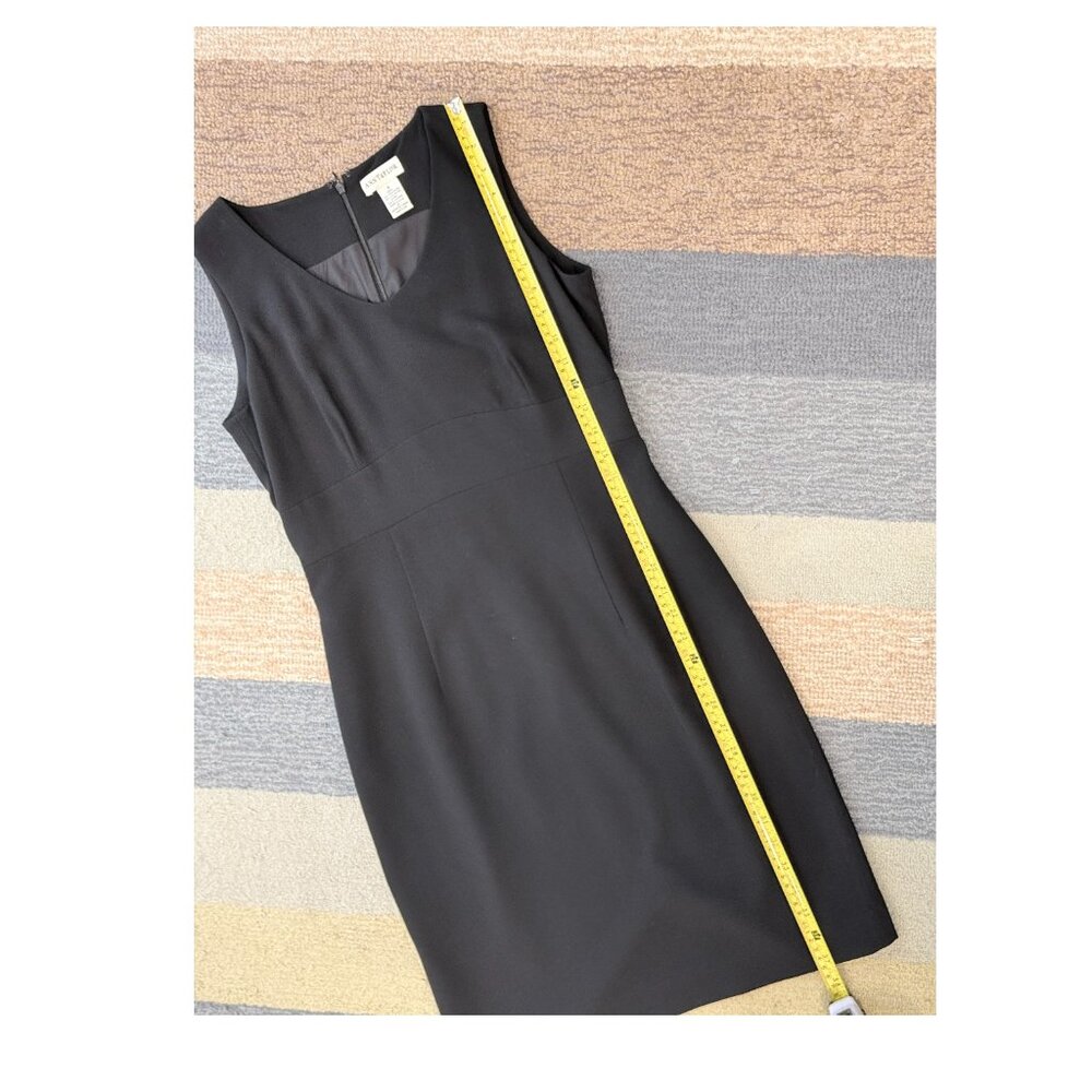 Ann Taylor Black Sleeveless V-Neck Midi Sheath Dress Size 6 Work Classic